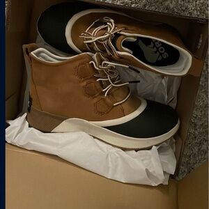 Sorel Tan and Black High-Top Sneakers